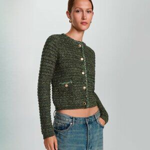 Mango Lurex chunky-knit cardigan